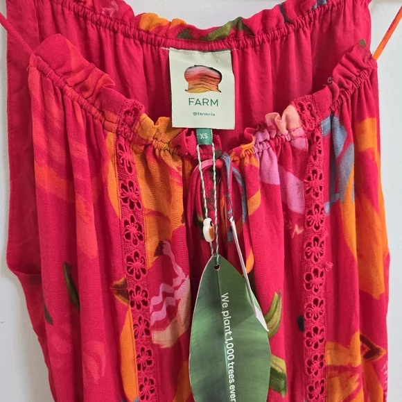 Farm Rio mixed fruits asymmetrical ruffled midi dress nwt - Picture 13 of 15